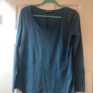 BP denim blue long sleeev scoop neck top